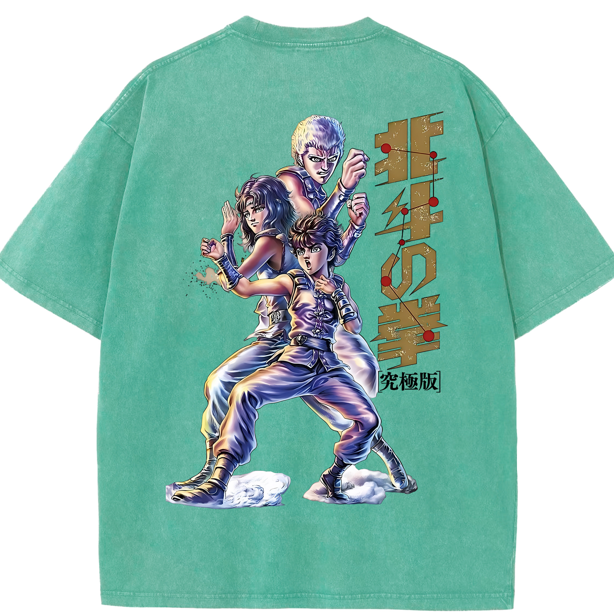 （画像用） 北斗の拳 Fist of the North Star 綿100% ヴィンテージ風 半袖Tシャツ（背面プリント）